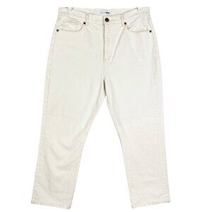 Loft Women's High-Rise Straight-Leg Stretch Cream Denim Jeans Size 31/12 NWOT